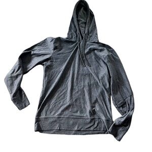 Sodo Mens Grey Herringbone Print Athletic Hoodie Zipper Pockets Size Medium